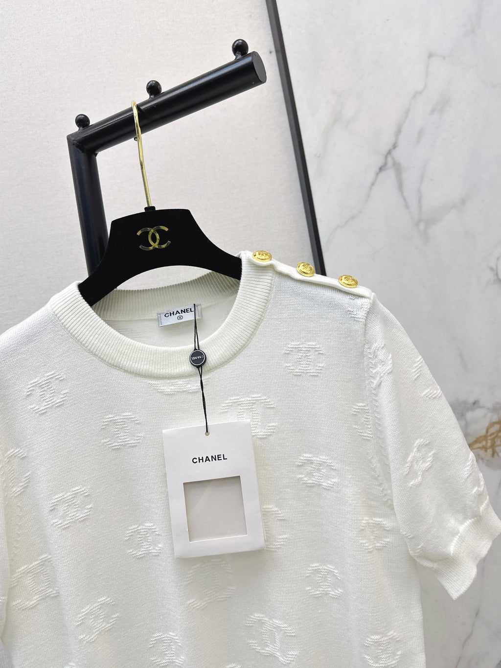 26SS New Jacquard Pattern Short-Sleeve Knit Sweater