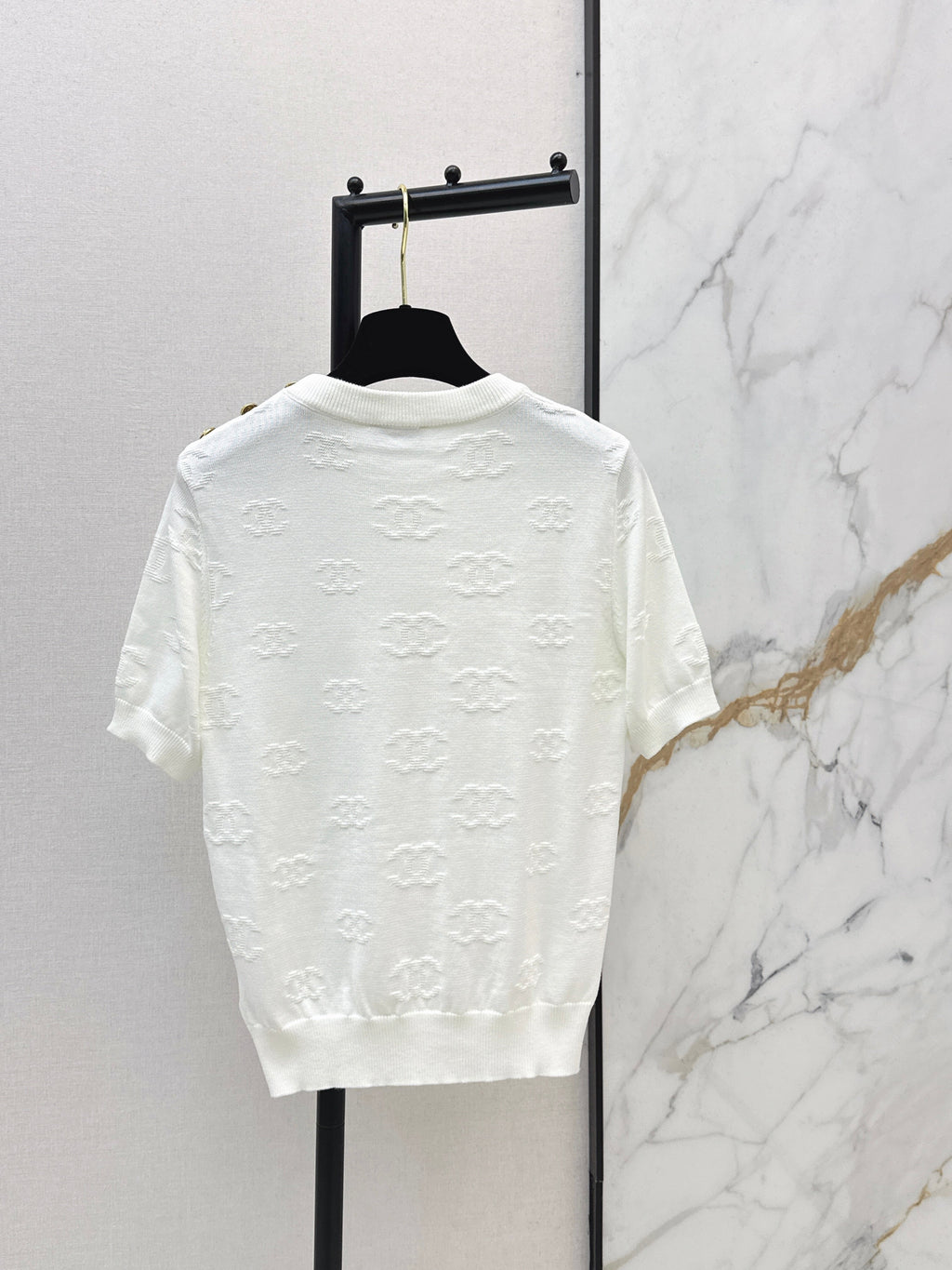 26SS New Jacquard Pattern Short-Sleeve Knit Sweater
