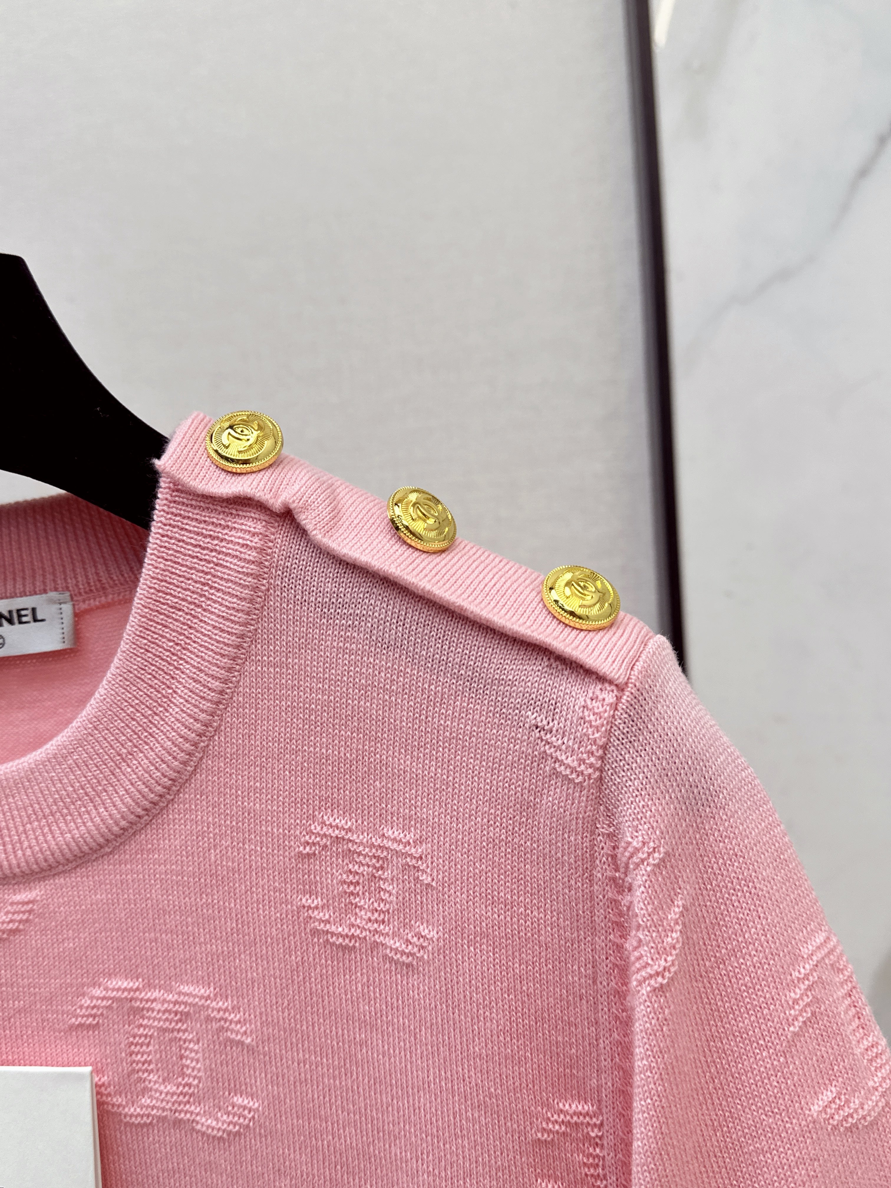26SS New Jacquard Pattern Short-Sleeve Knit Sweater