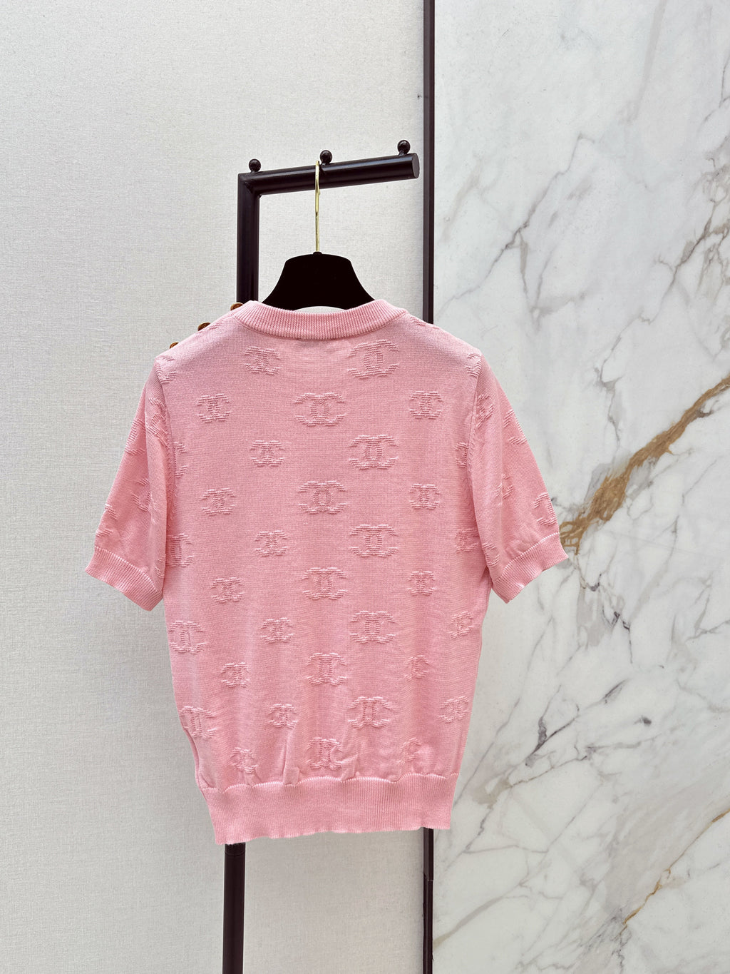 26SS New Jacquard Pattern Short-Sleeve Knit Sweater