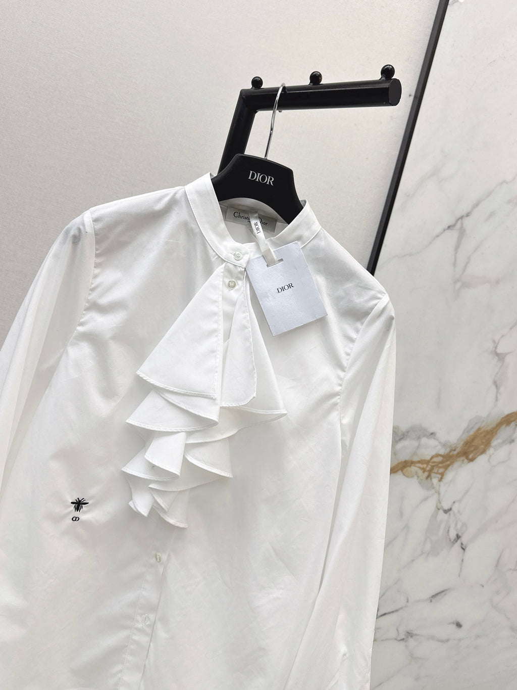 26SS Ruffled Stand Collar Shirt