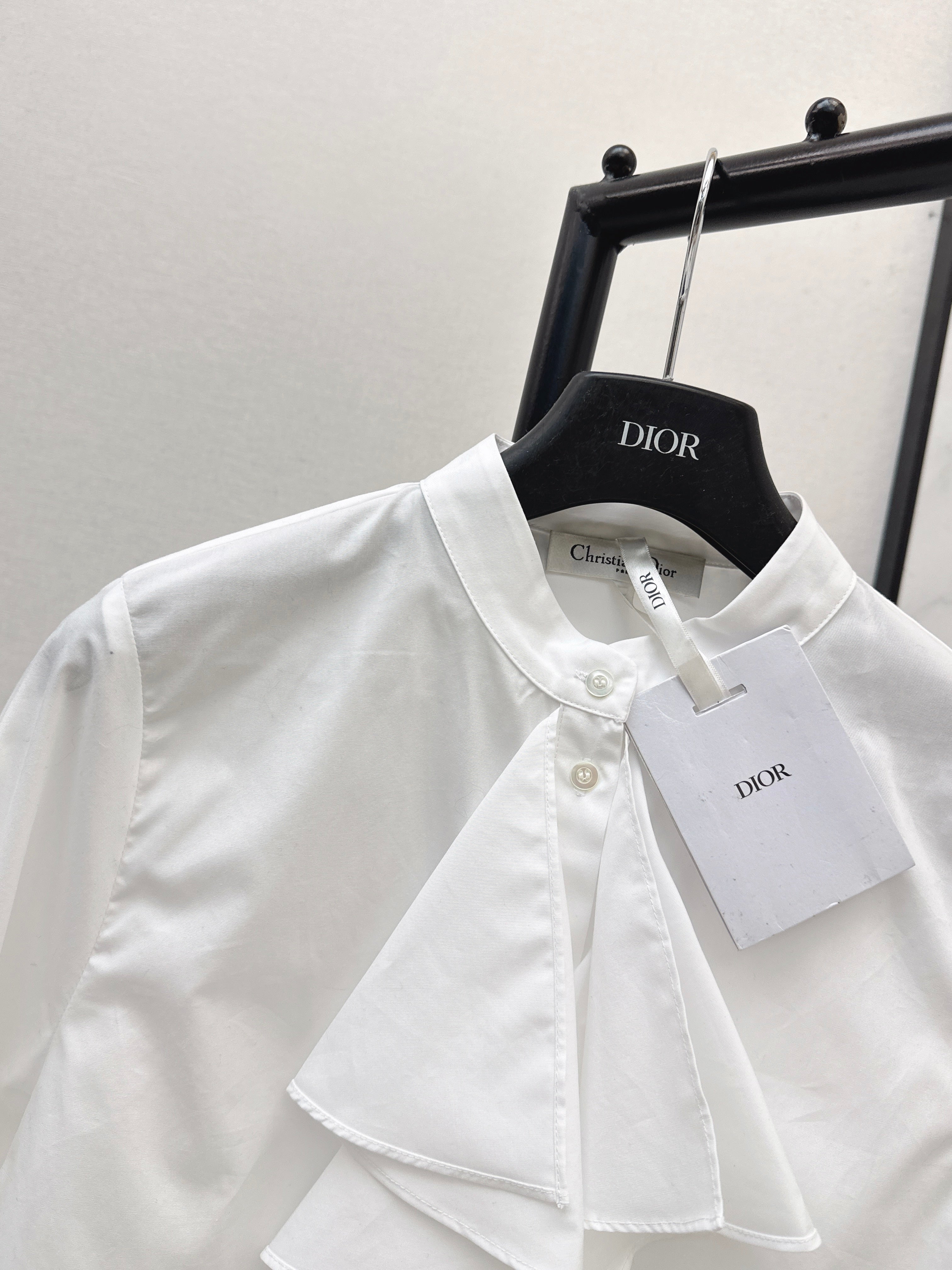 26SS Ruffled Stand Collar Shirt