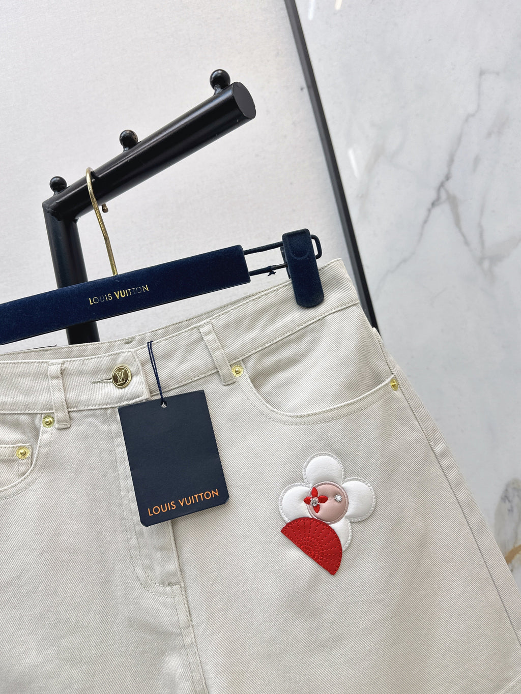 26SS Embroidered Denim Shorts