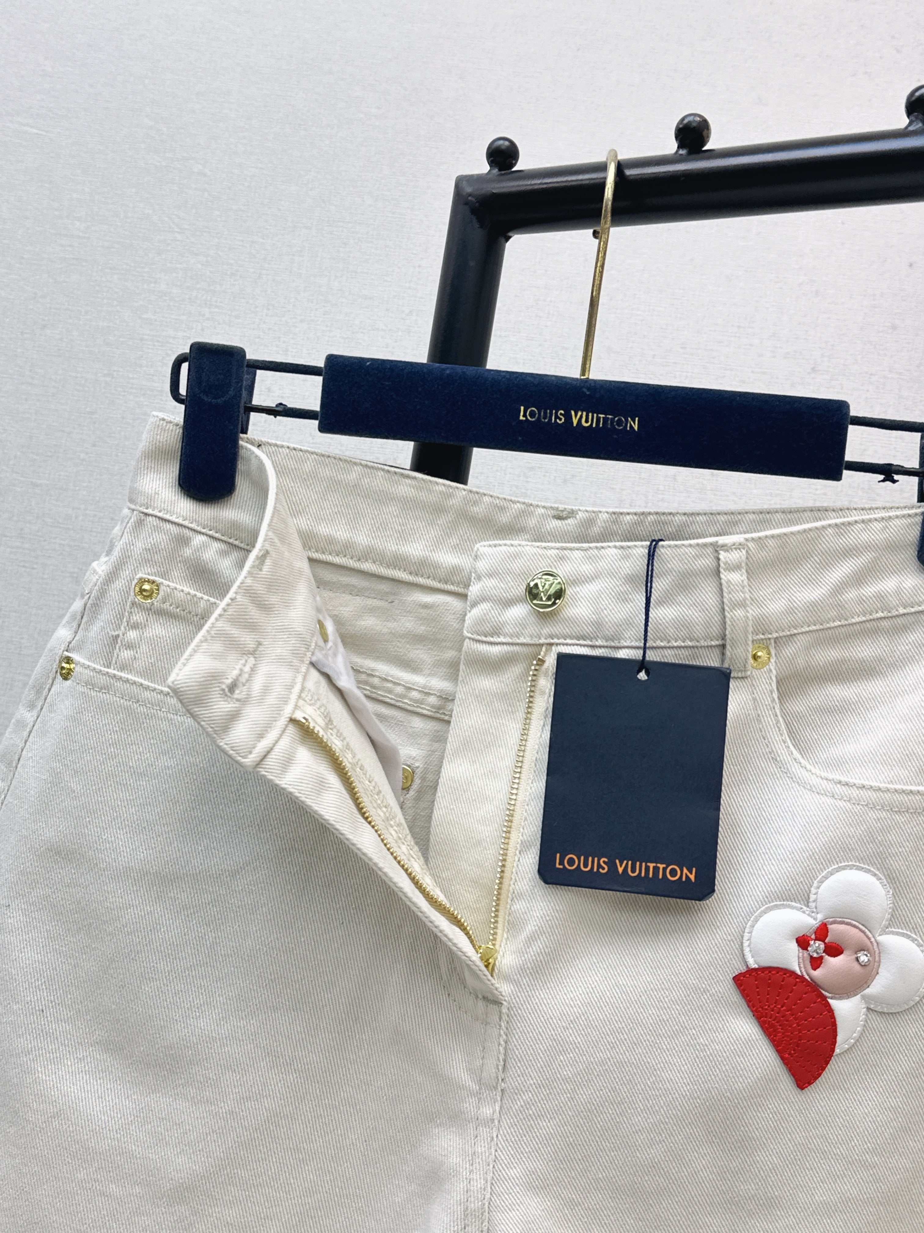 26SS Embroidered Denim Shorts