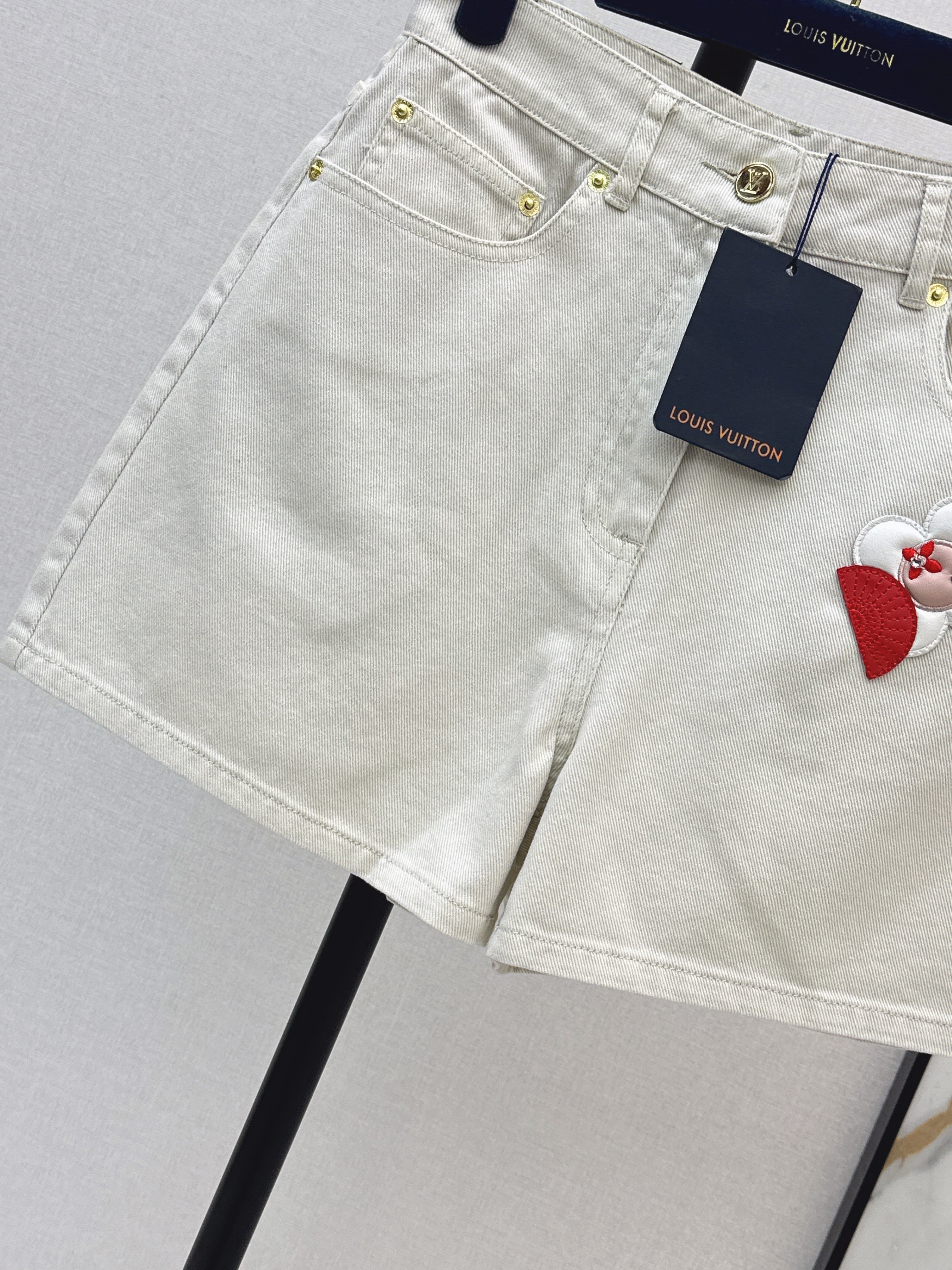 26SS Embroidered Denim Shorts