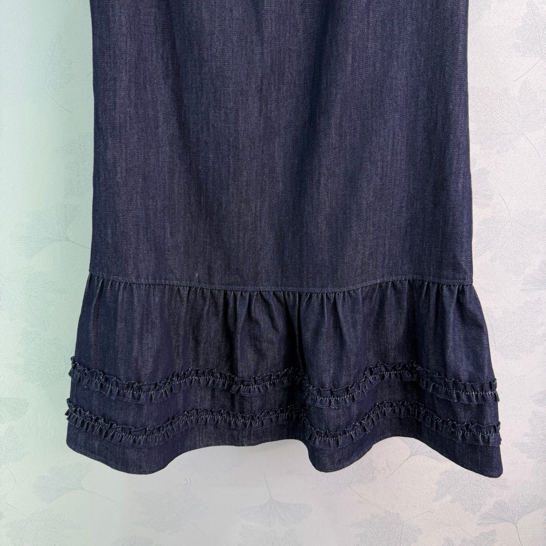 26 New Sleeveless Denim Dress with Ruffled Hem