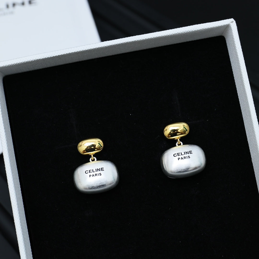 Two-tone pendant earrings