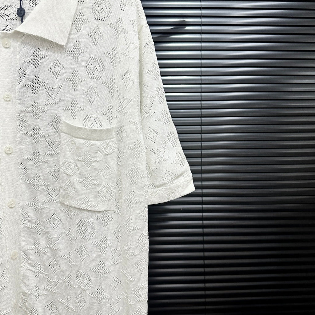 All-over openwork knitted POLO