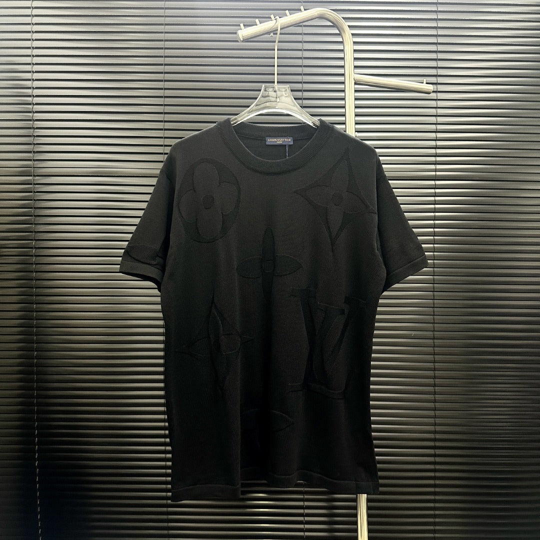 Embossed-Knit Short-Sleeve Top