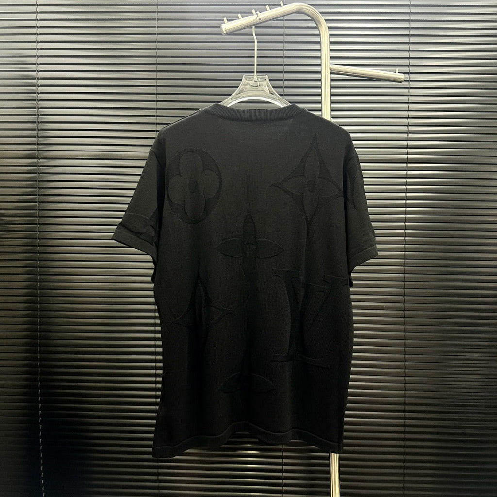 Embossed-Knit Short-Sleeve Top