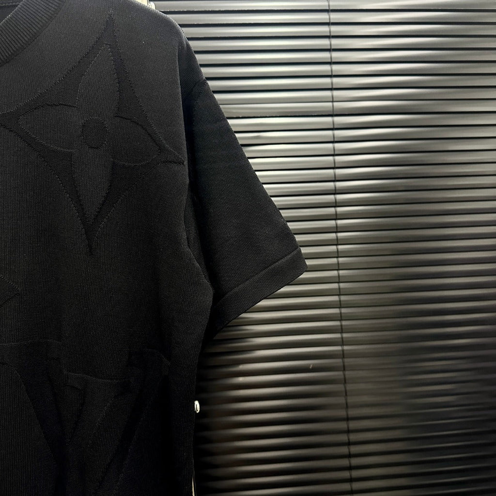 Embossed-Knit Short-Sleeve Top