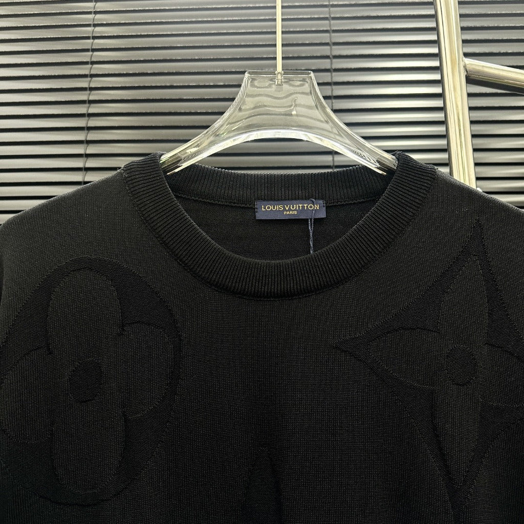 Embossed-Knit Short-Sleeve Top