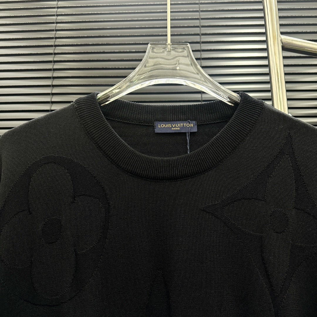 Embossed-Knit Short-Sleeve Top