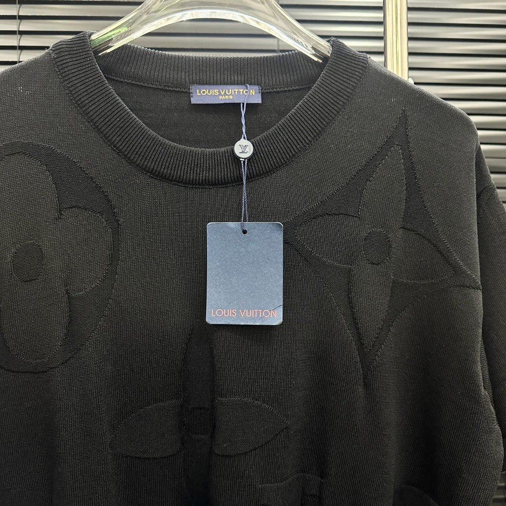 Embossed-Knit Short-Sleeve Top