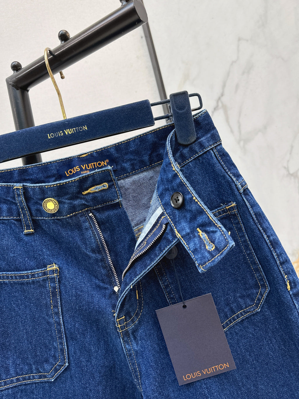 26SS New Arrivals: Washed Raw Denim Paneled Jeans