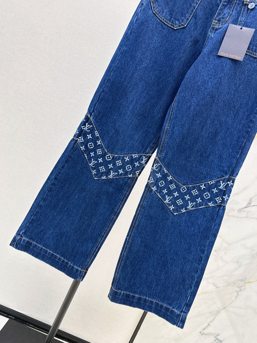 26SS New Arrivals: Washed Raw Denim Paneled Jeans