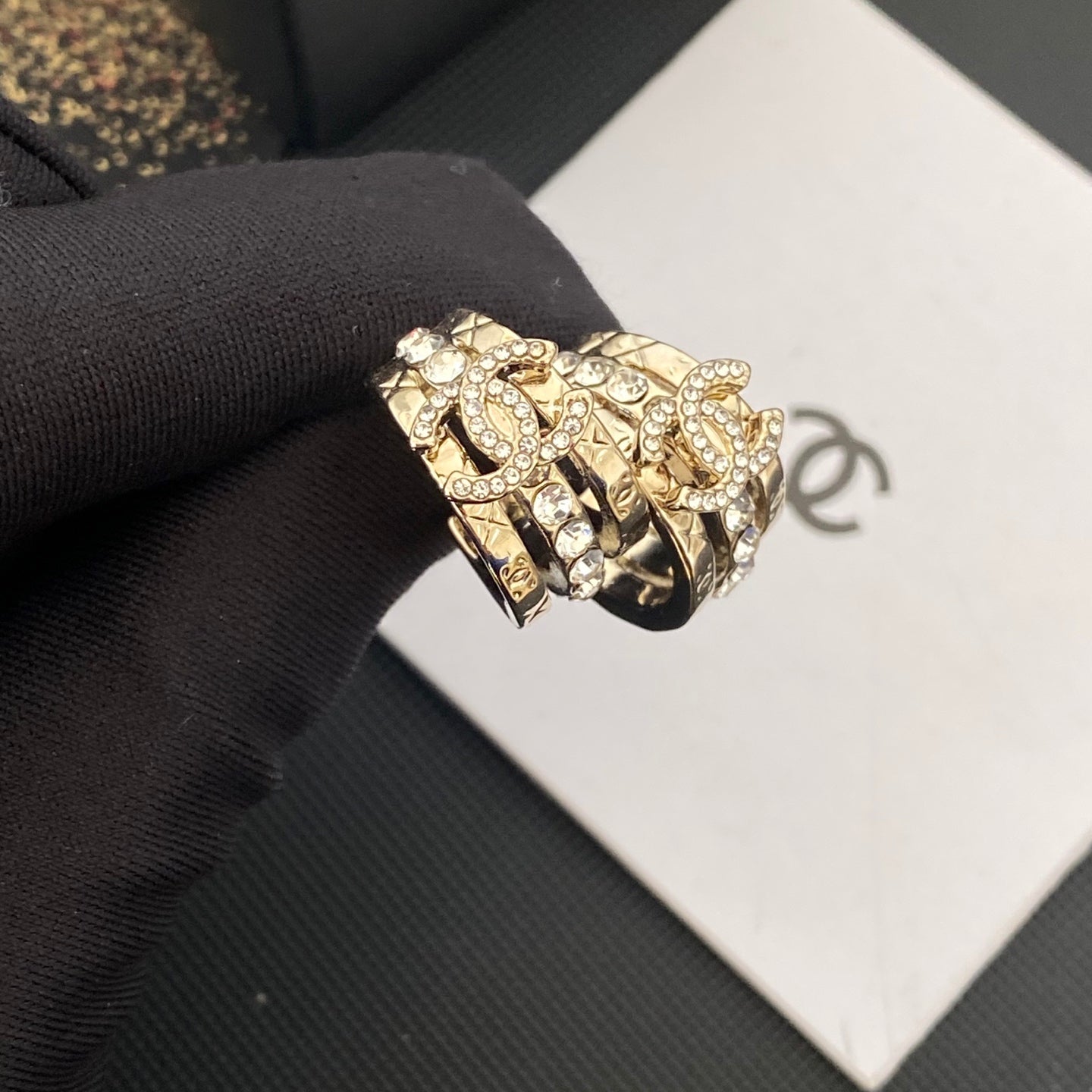 3D Crystal-Embellished Hoop Earrings with Letters