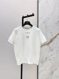 26SS Short-Sleeve Knit Top with Bowknot and Subtle Logo Pattern