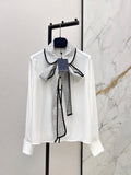 26SS White Shirt with Contrast-Color Streamer Detail