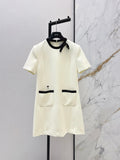 26SS Crew Neck Color-Block Short-Sleeve Dress