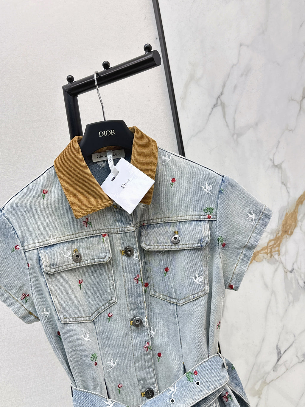 26SS Heavyweight Embroidered Denim Dress