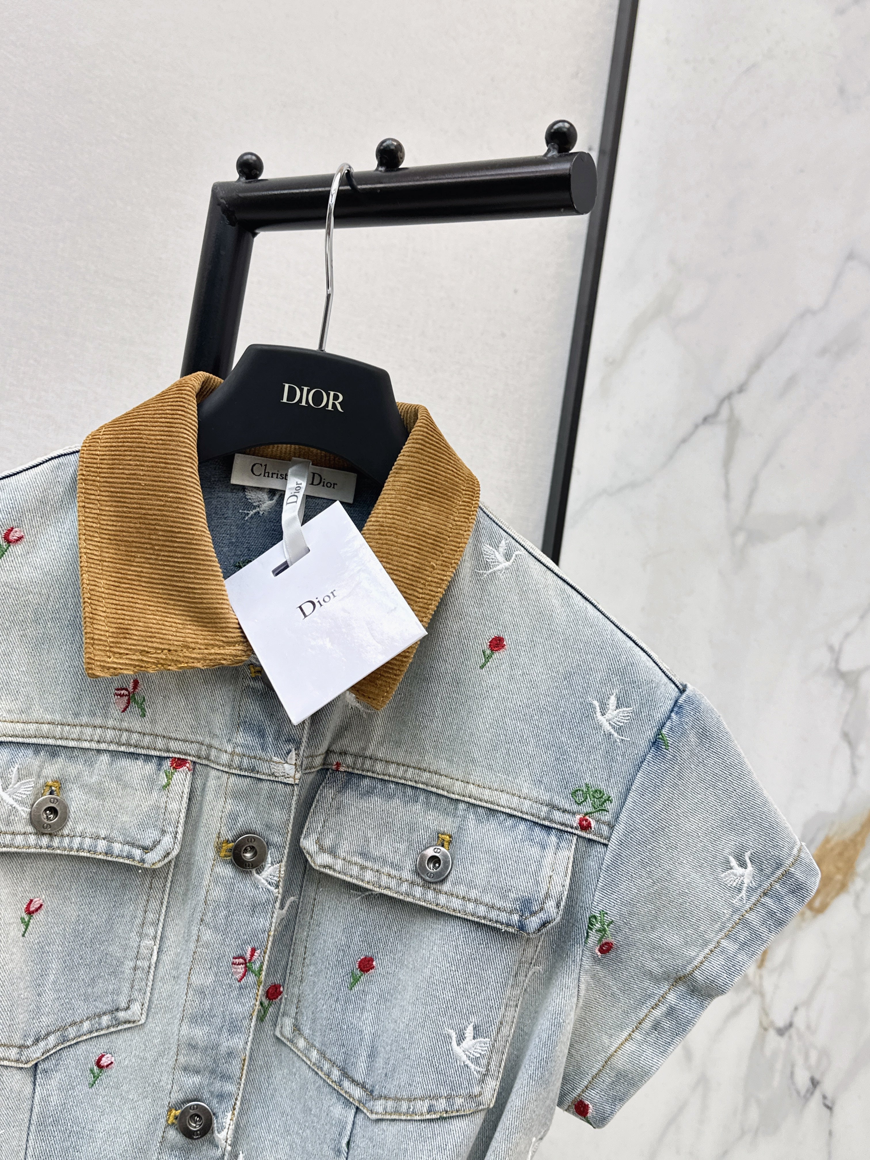 26SS Heavyweight Embroidered Denim Dress
