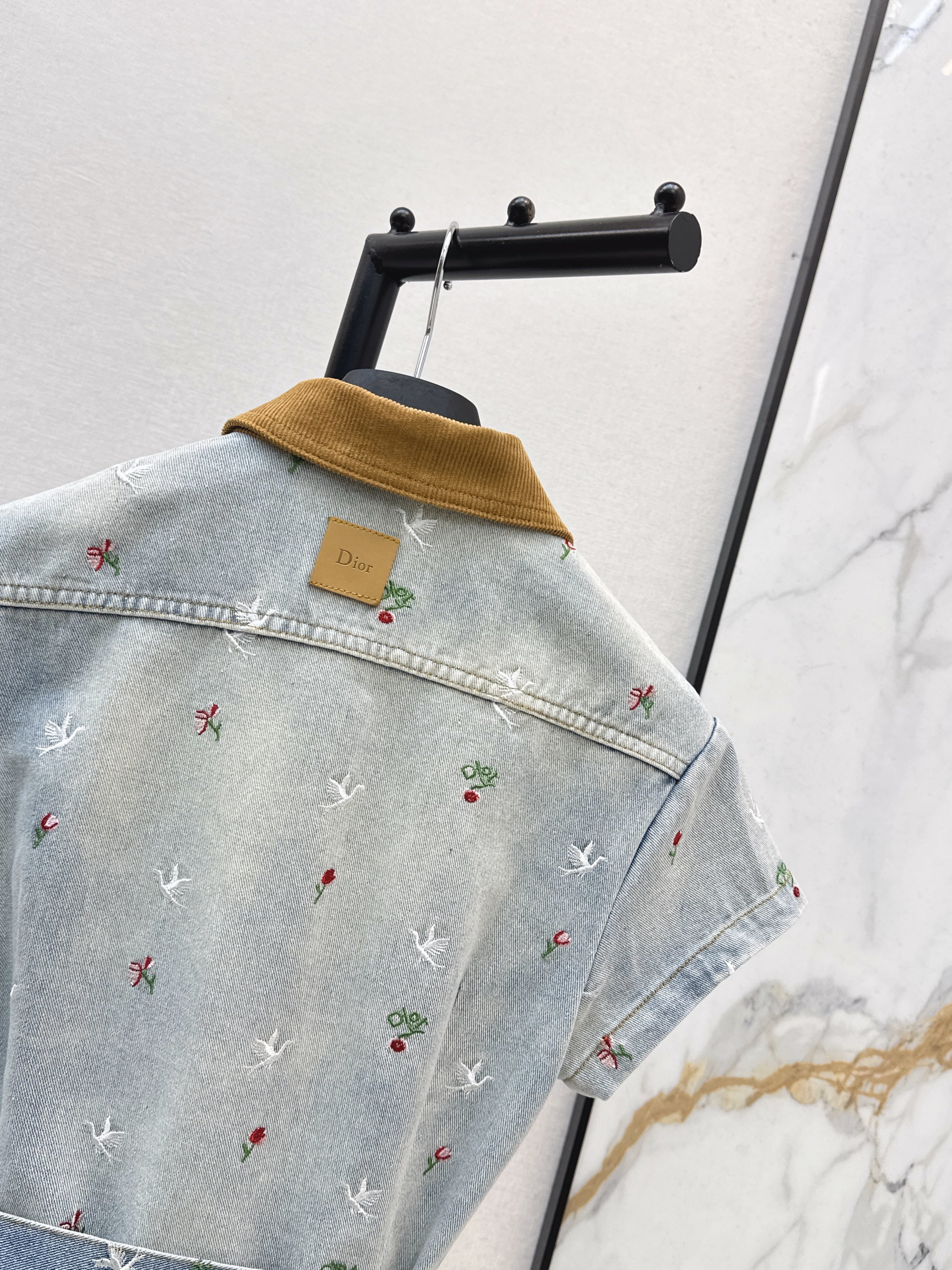 26SS Heavyweight Embroidered Denim Dress