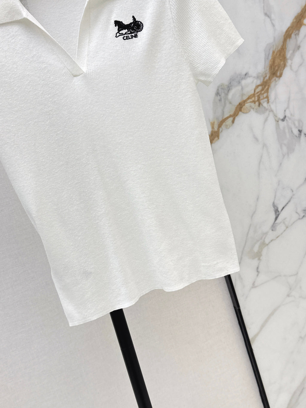 26SS Embroidered-Trim Collared Knit Sweater