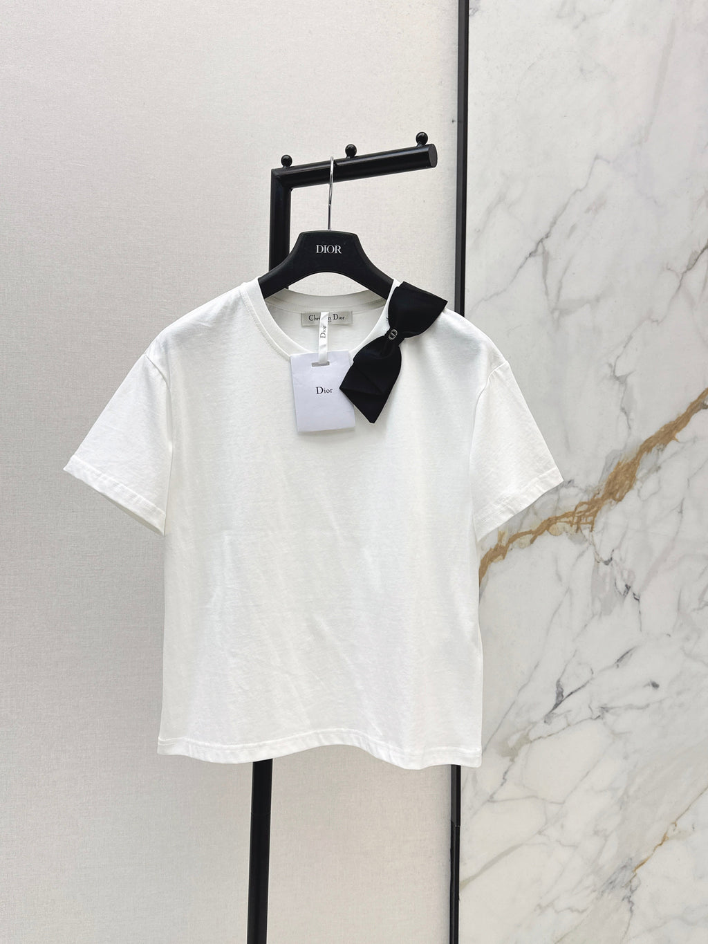 26SS Short-Sleeve T-Shirt with 3D Bow Embellishment