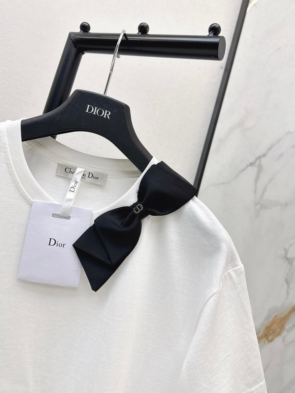 26SS Short-Sleeve T-Shirt with 3D Bow Embellishment