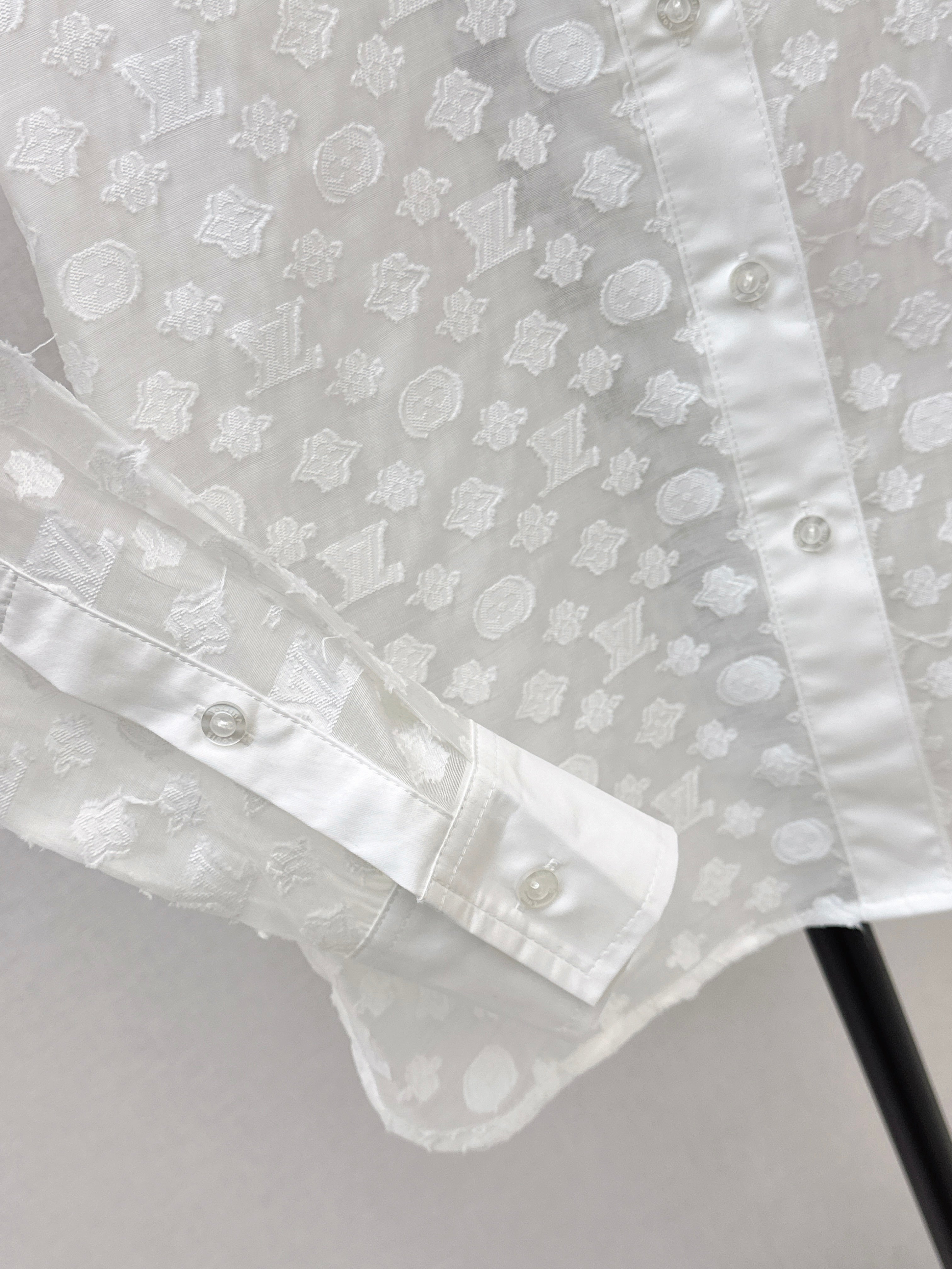 26SS Jacquard Fabric Shirt, Slightly Sheer