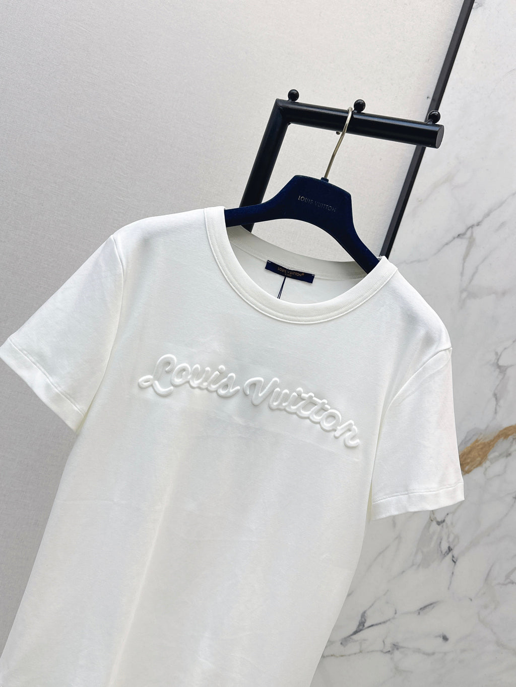 26SS New Style 3D Embossed Letter White T-Shirt