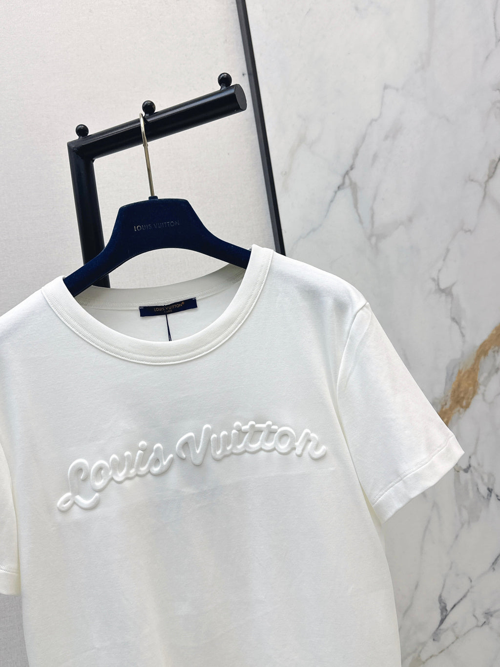 26SS New Style 3D Embossed Letter White T-Shirt