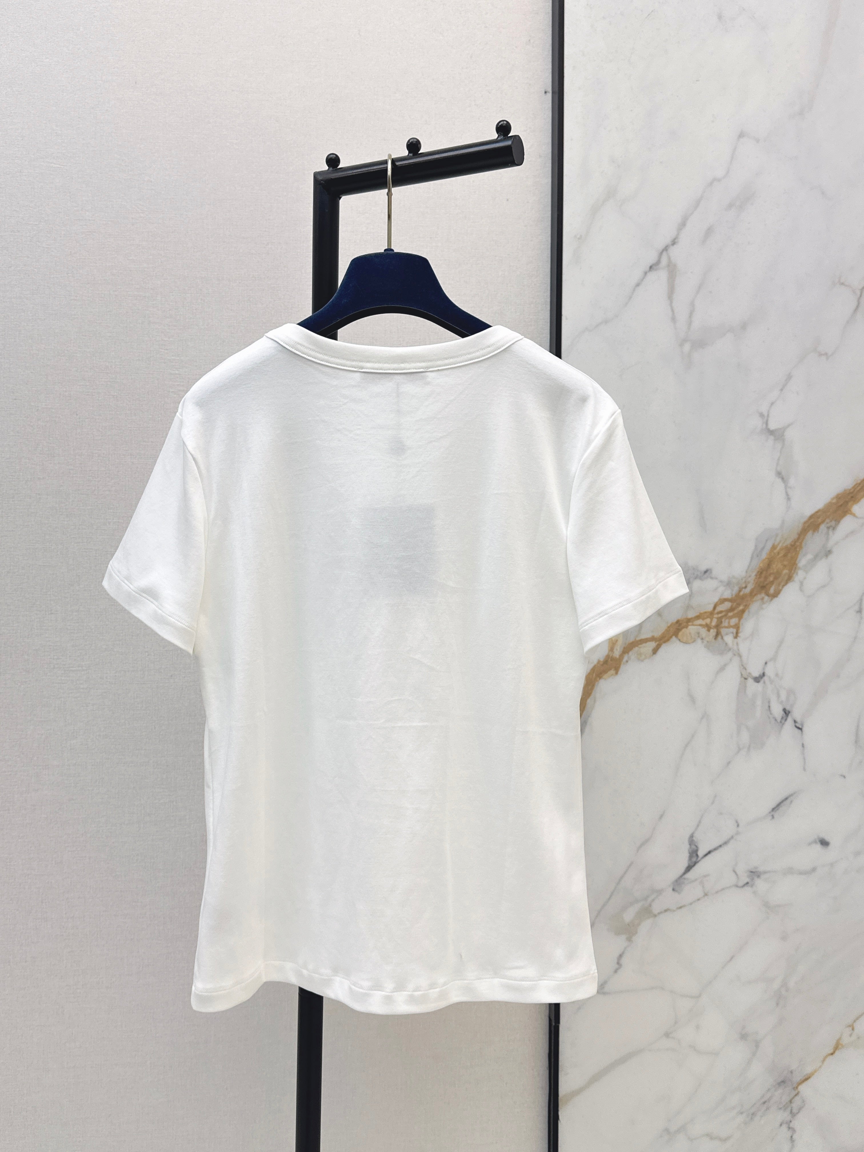 26SS New Style 3D Embossed Letter White T-Shirt