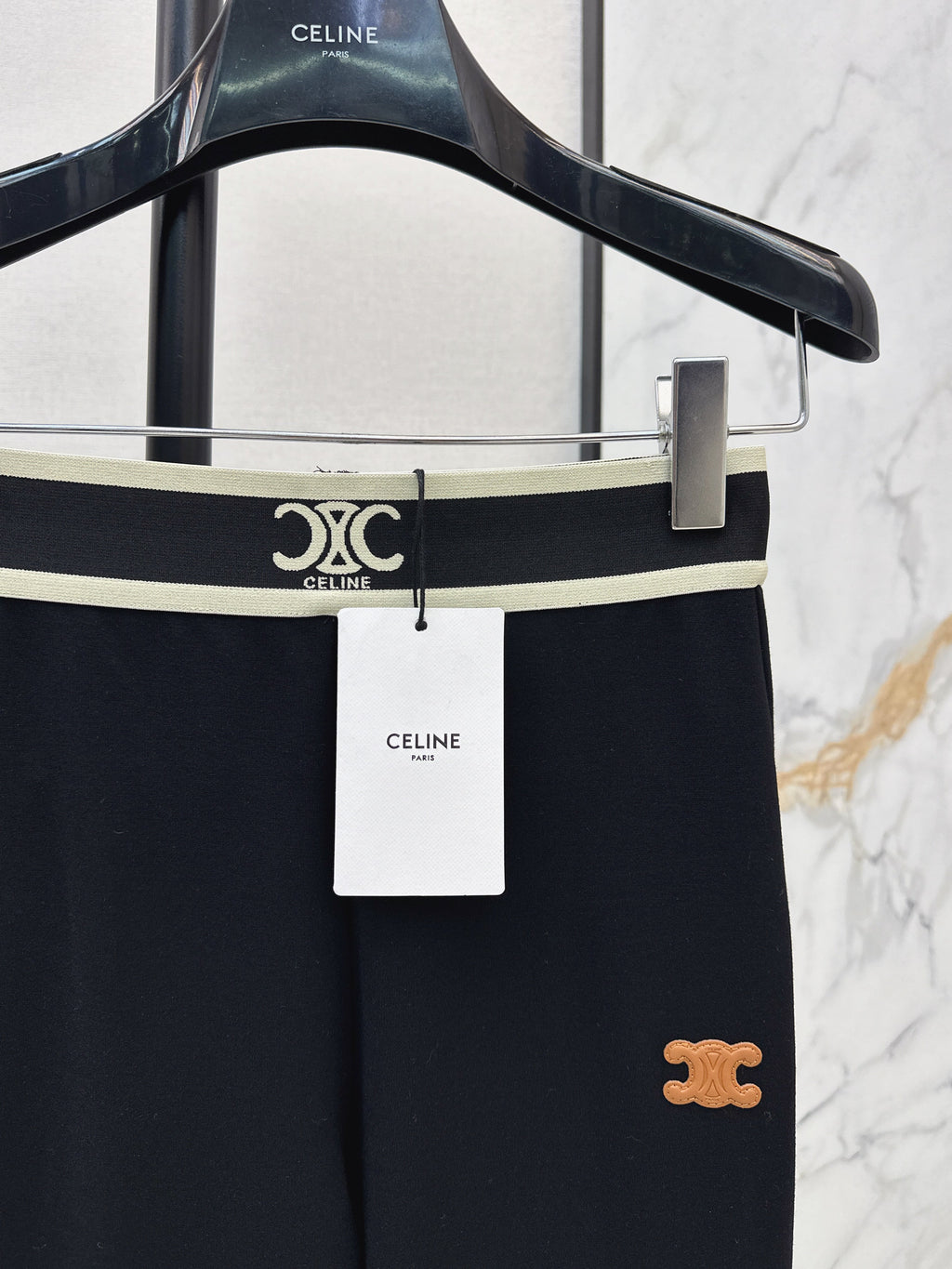 26SS New Logo Webbing Flare Mid-High Waist Elastic Leggings