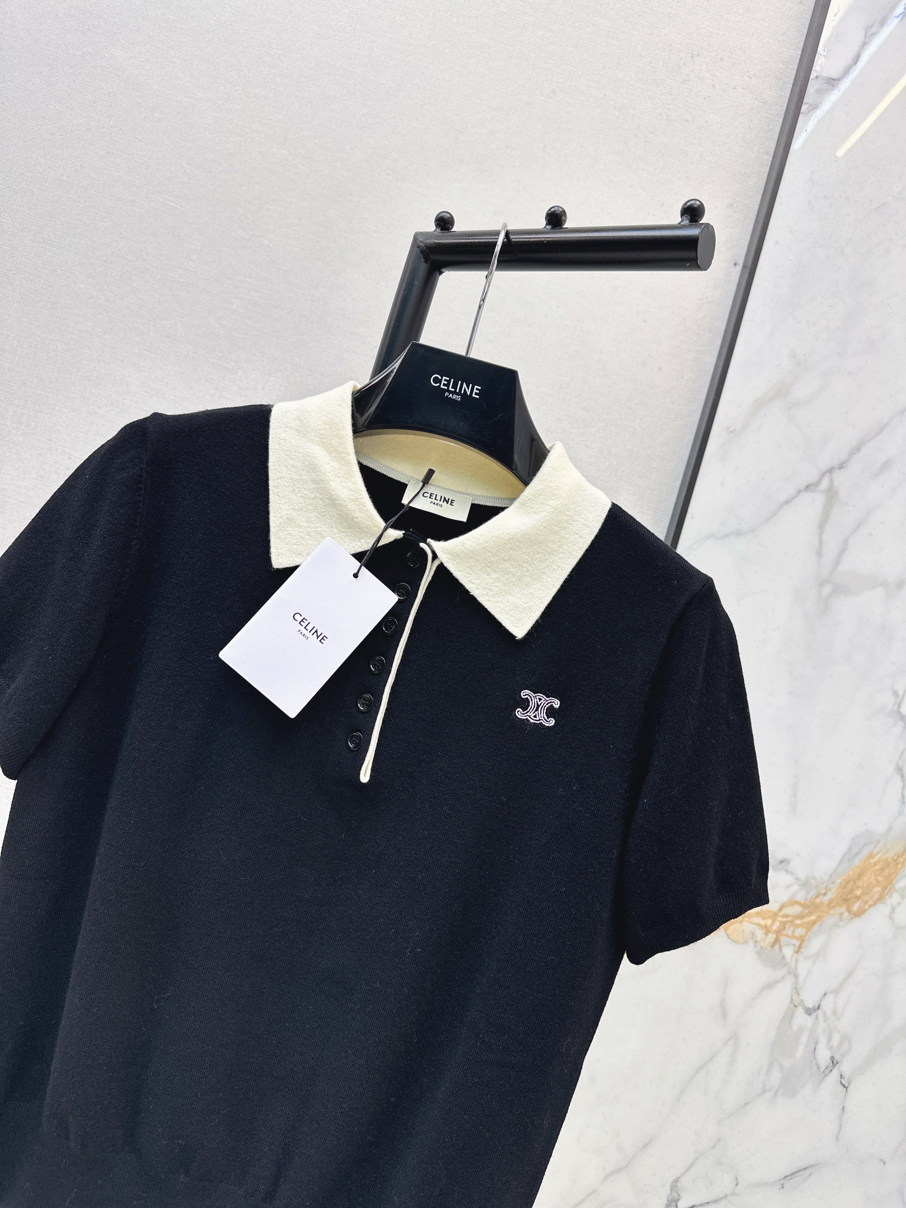 26SS New Color Block Collar Polo Short-Sleeve Top