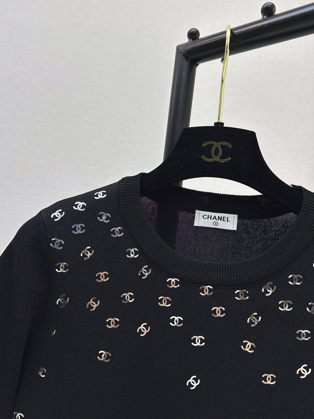 26SS New Style Gold Foil Decorated Knitted Short-Sleeve T-Shirt