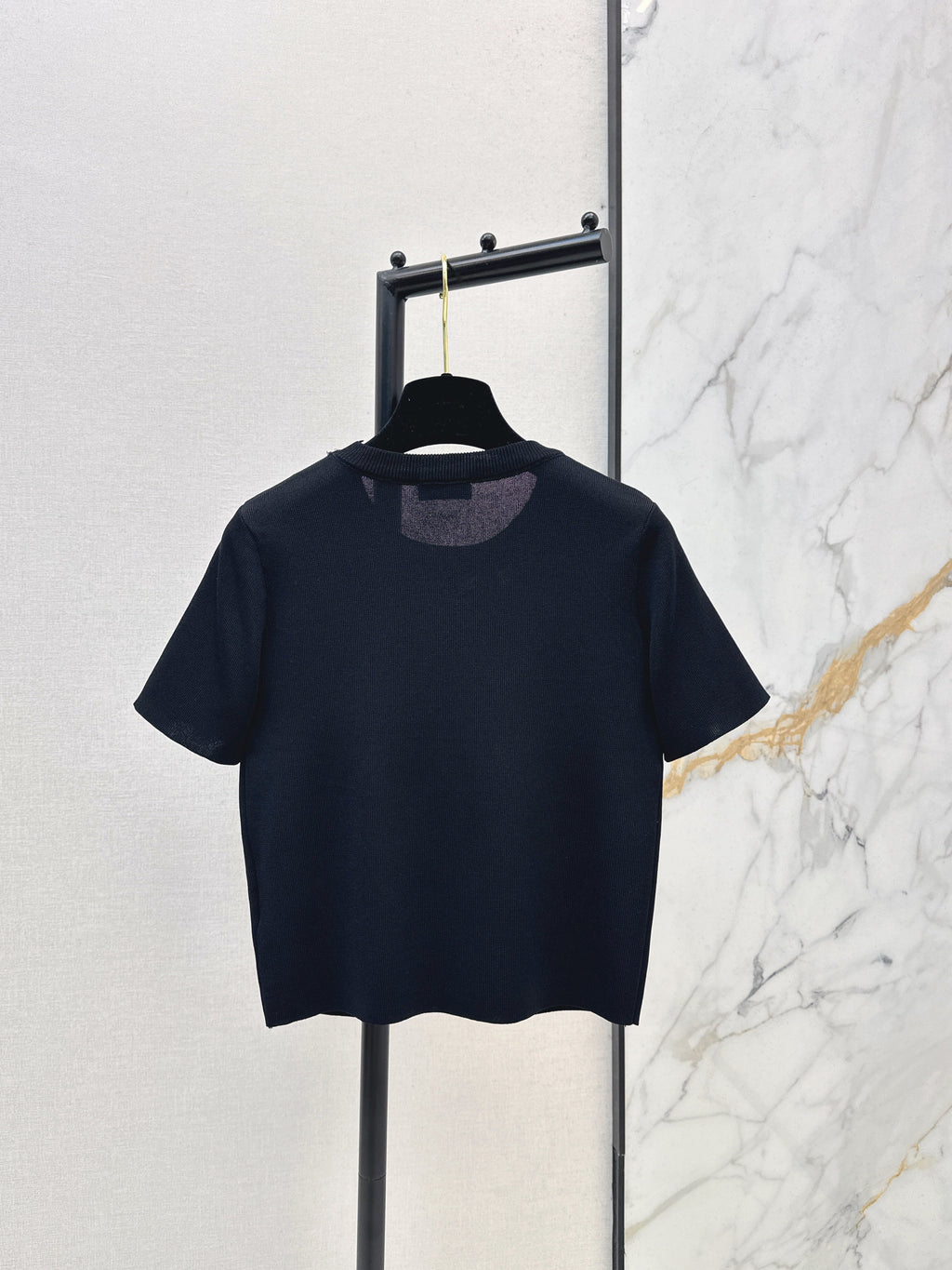 26SS New Style Gold Foil Decorated Knitted Short-Sleeve T-Shirt