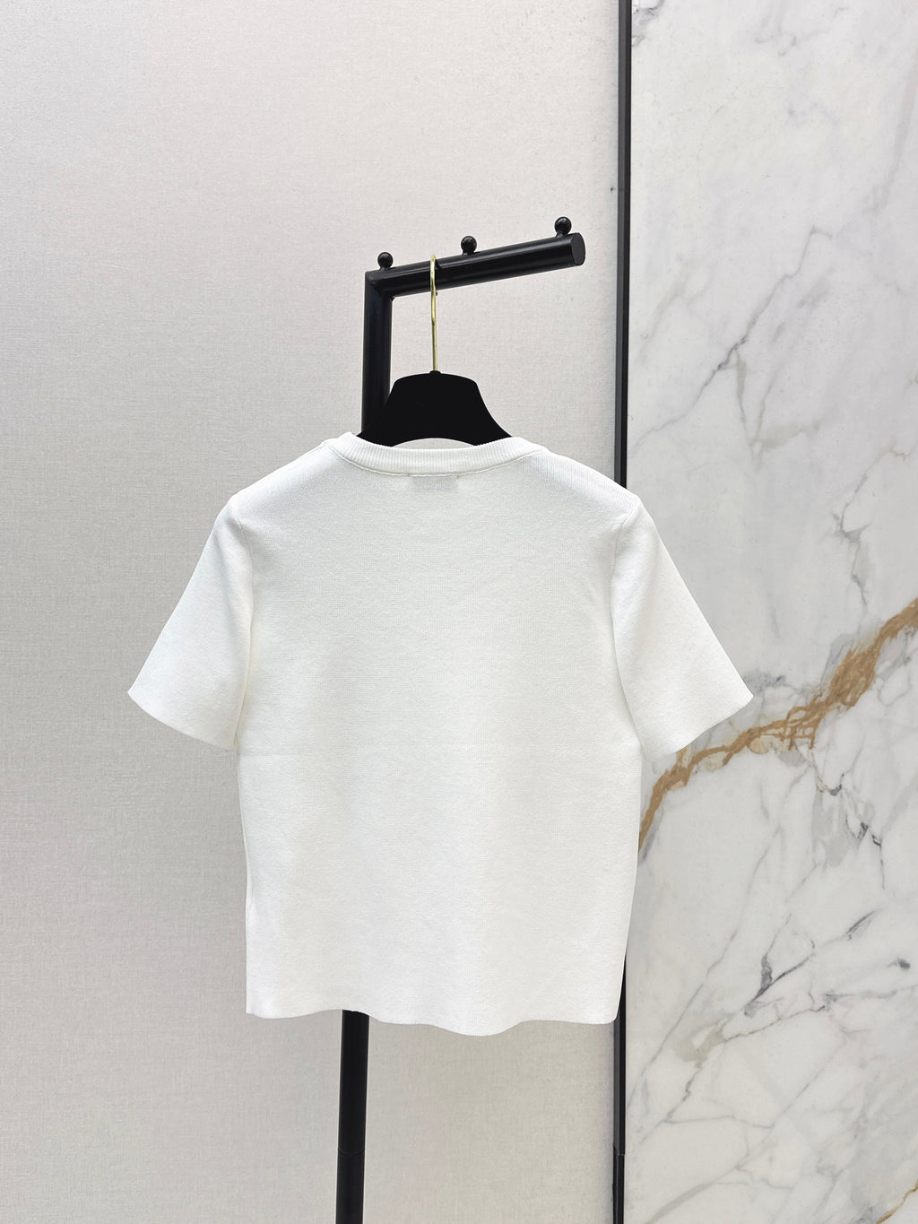 26SS New Style Gold Foil Decorated Knitted Short-Sleeve T-Shirt