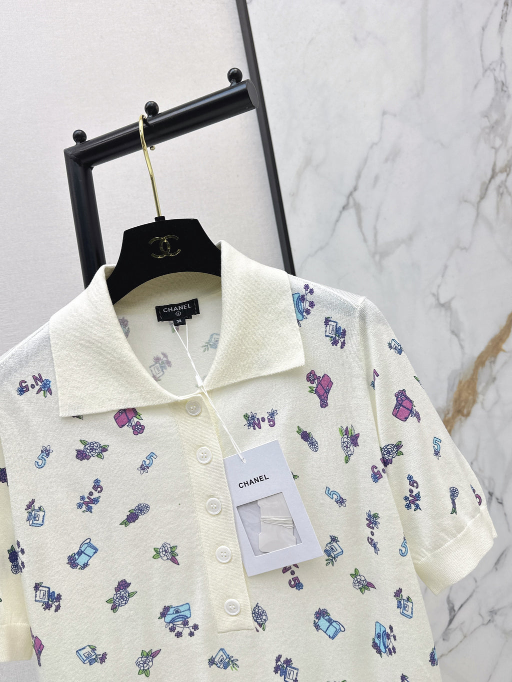 26SS Spring/Summer Newest Embroidered Floral Knit Top