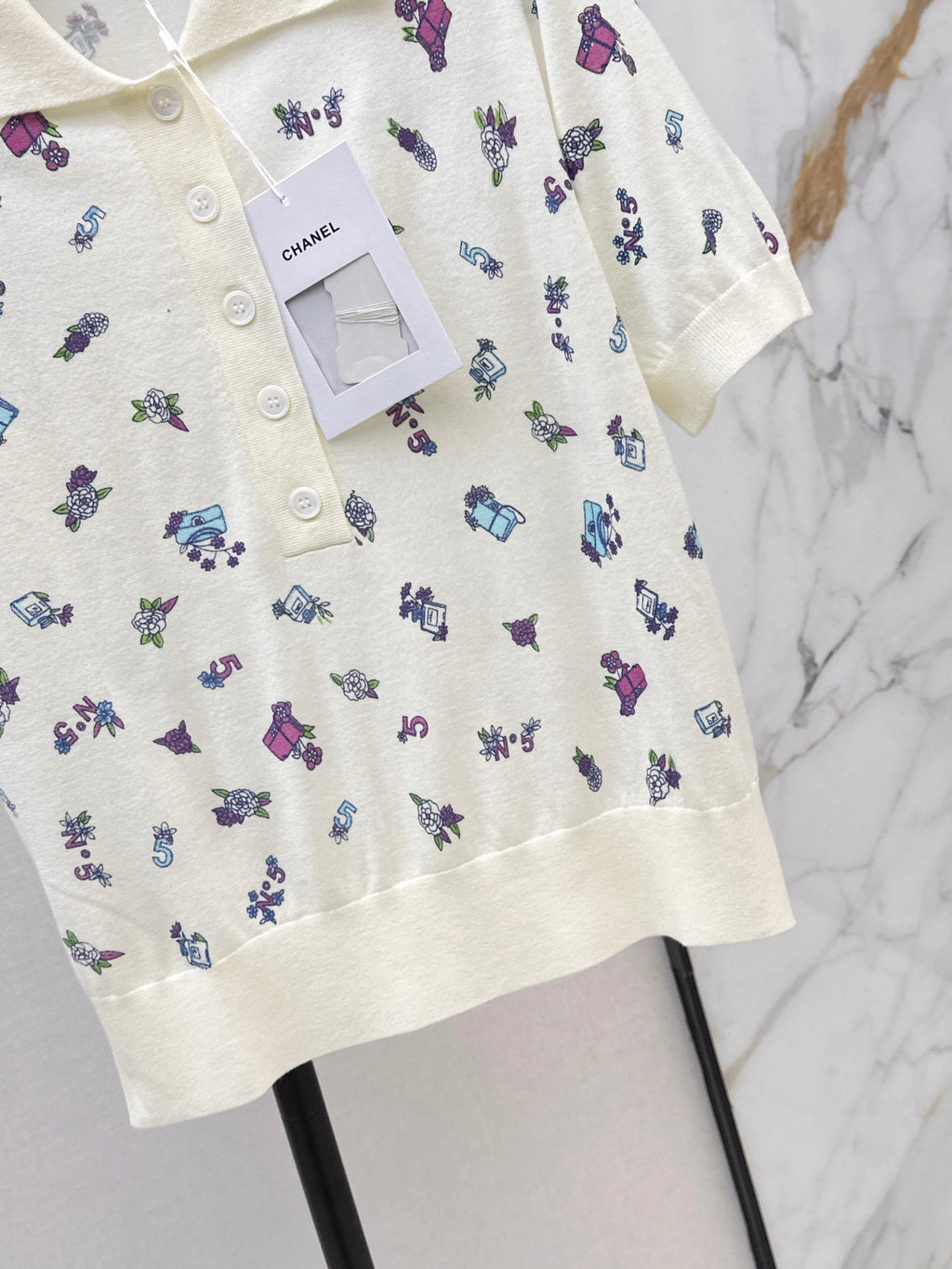 26SS Spring/Summer Newest Embroidered Floral Knit Top