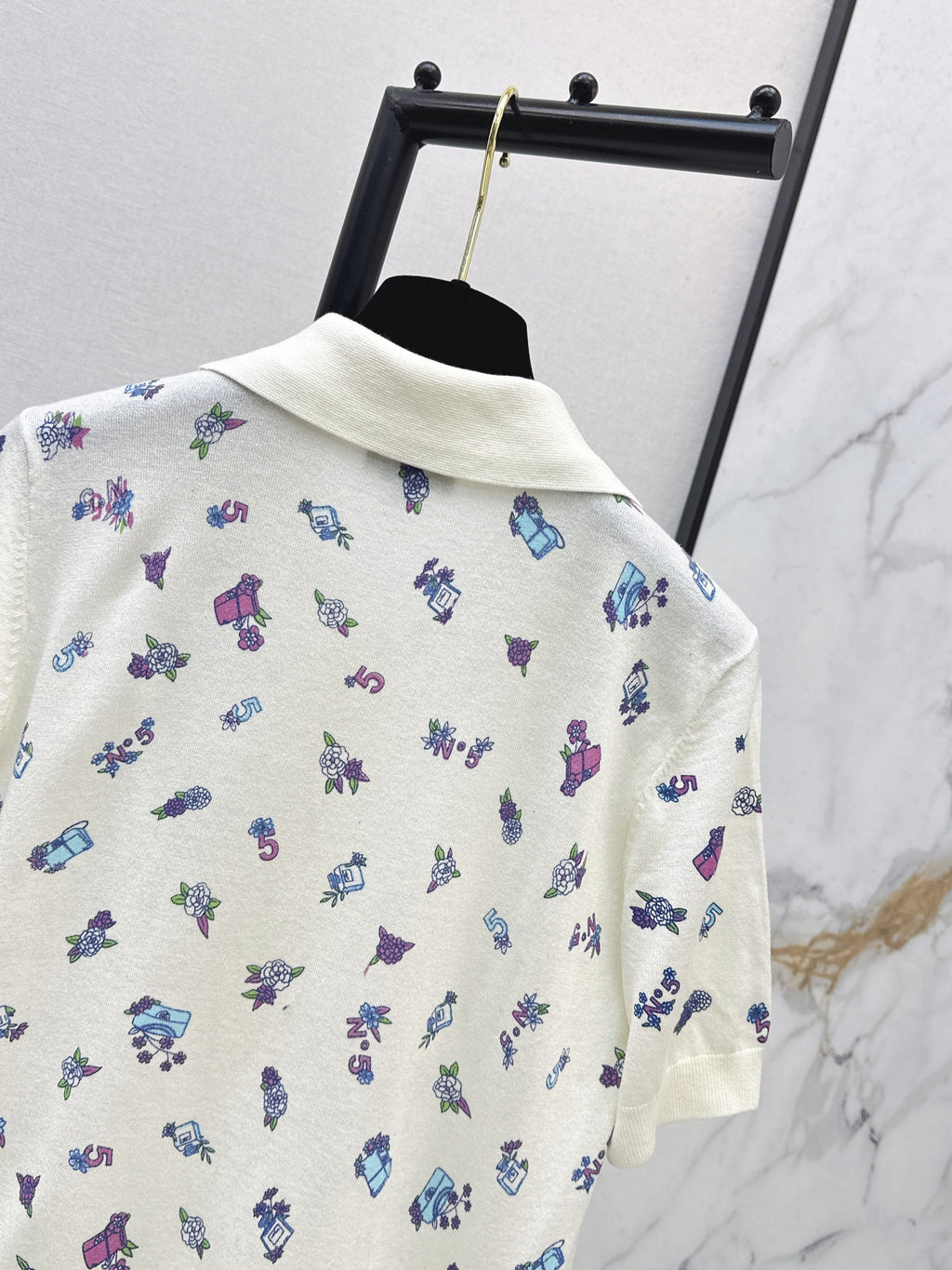 26SS Spring/Summer Newest Embroidered Floral Knit Top