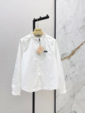 26SS New Logo-Decorated Ruffled Stand Collar Shirt