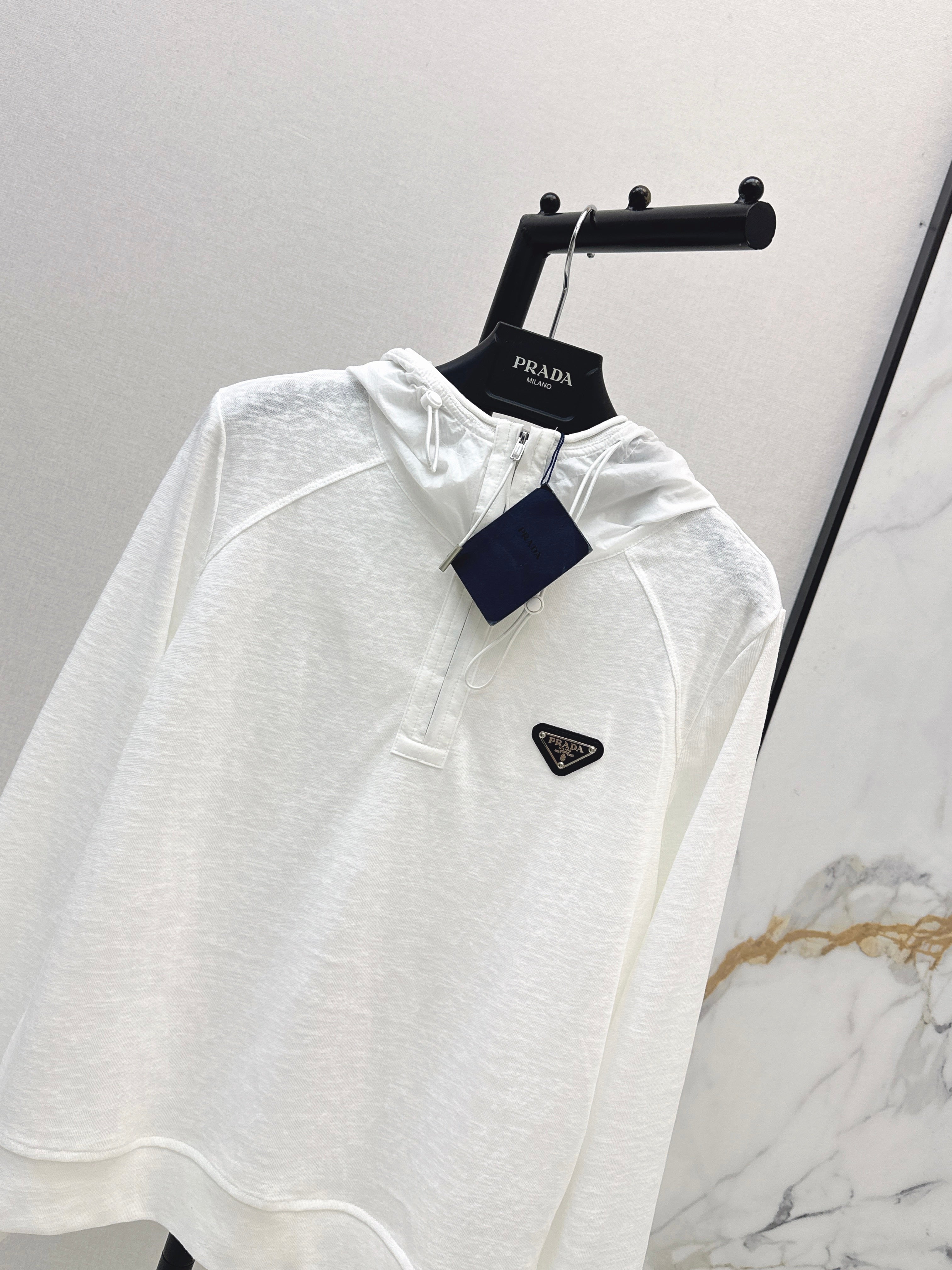 26SS New Half-Zip Hooded Long-Sleeved Top