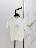 26SS Rhinestone Short-Sleeve Knit Top