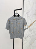26SS NEW Puppy Embroidery Slim Fit Short Sleeve Knit Sweater