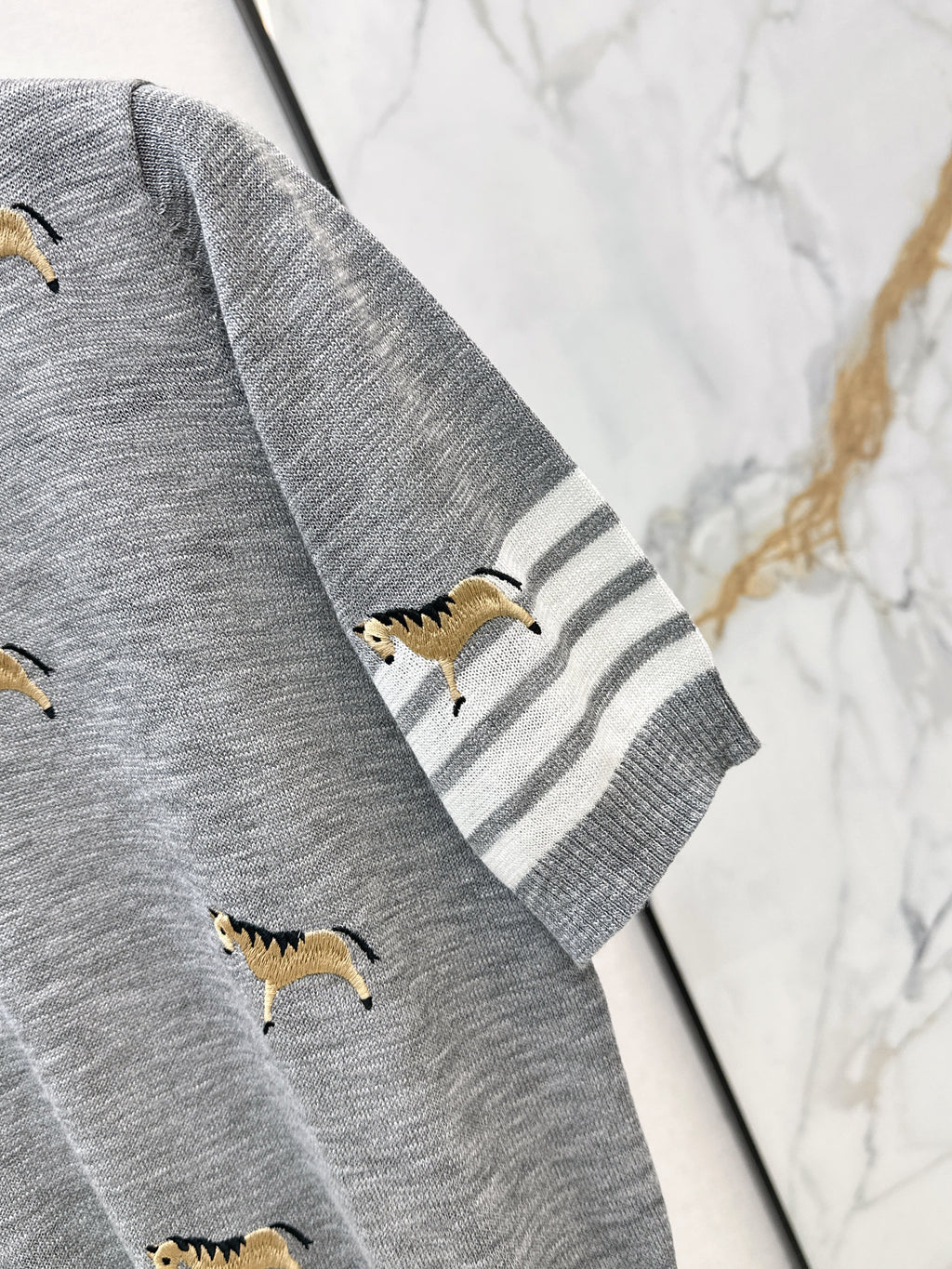26SS NEW Puppy Embroidery Slim Fit Short Sleeve Knit Sweater