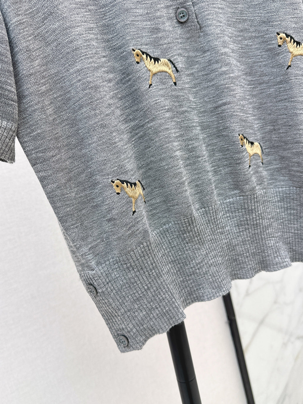 26SS NEW Puppy Embroidery Slim Fit Short Sleeve Knit Sweater