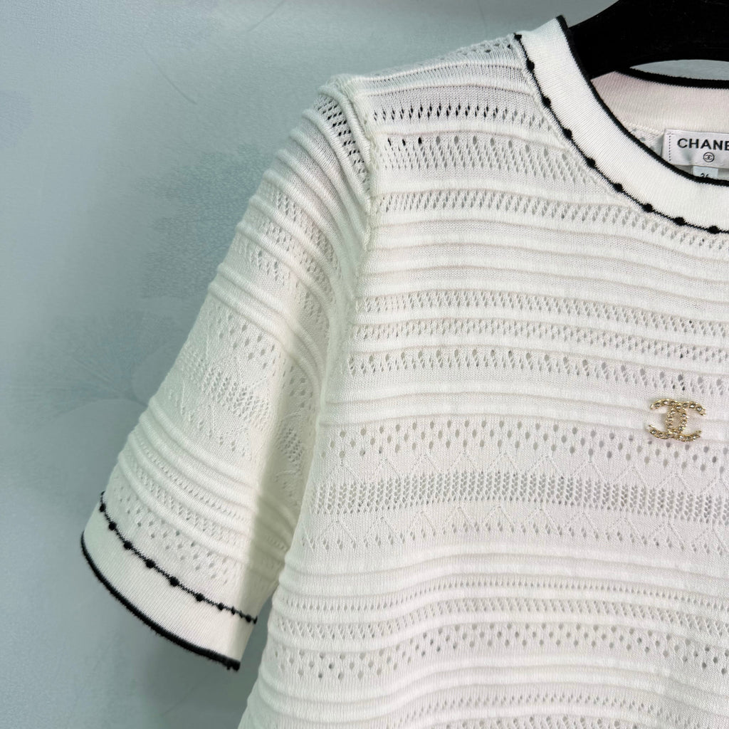 26SS NEW Camellia Hollow-Out Knit Short-Sleeve