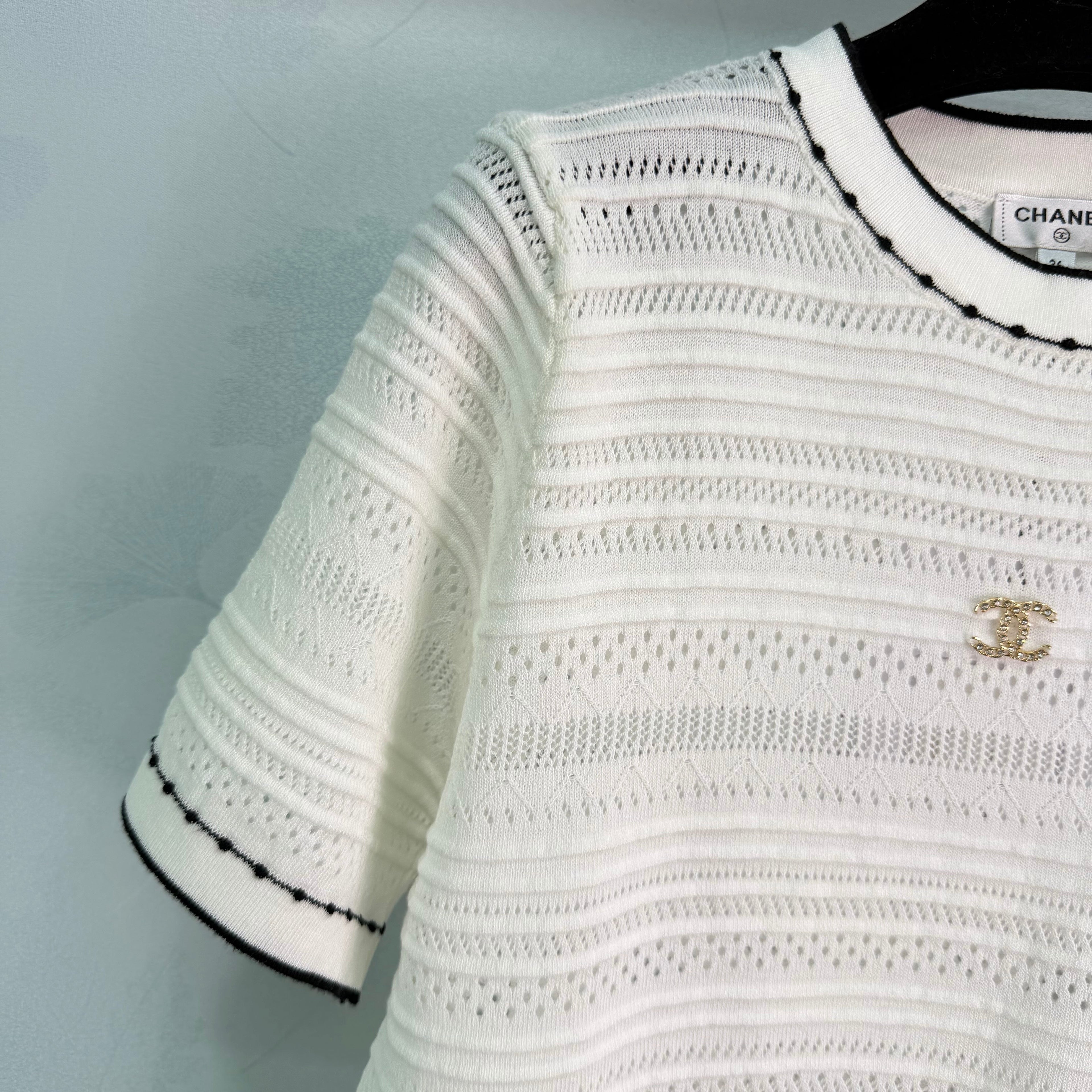 26SS NEW Camellia Hollow-Out Knit Short-Sleeve